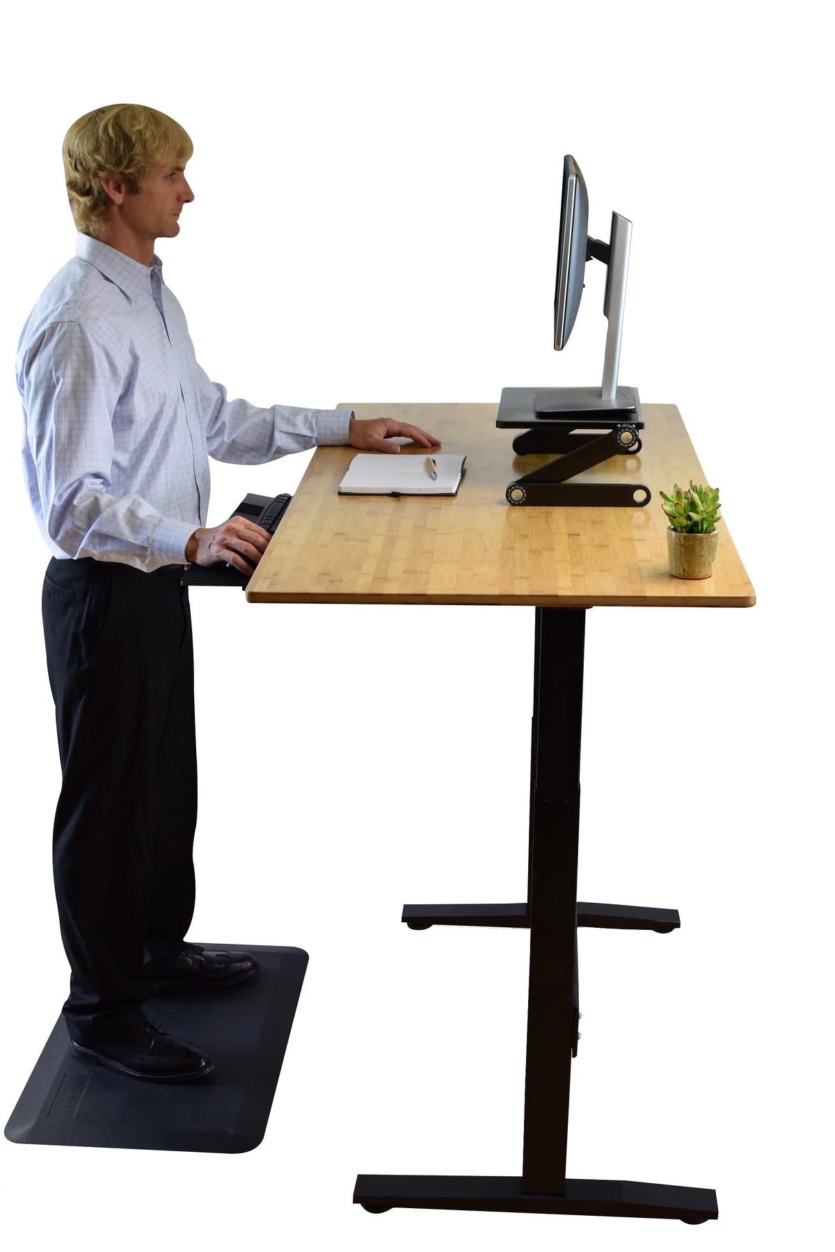 Natural Bamboo Dual Motor Adjustable Computer Desk S39564