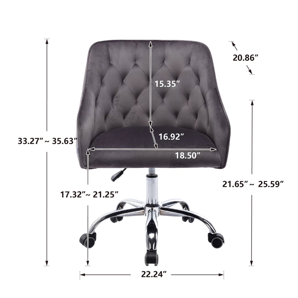 Dark Gray Velvet Swivel Accent Chair with Wheels Q156