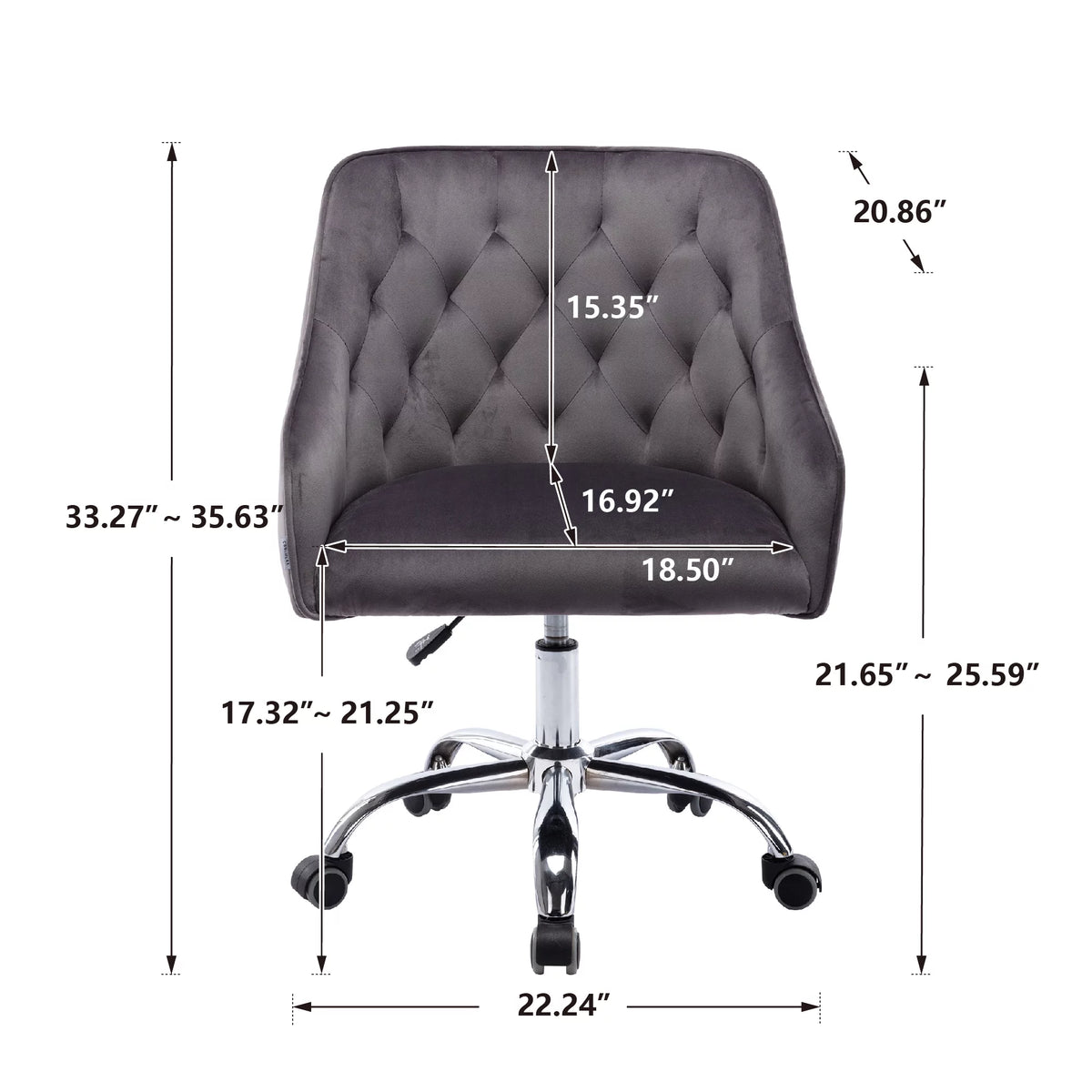 Dark Gray Velvet Swivel Accent Chair with Wheels Q156