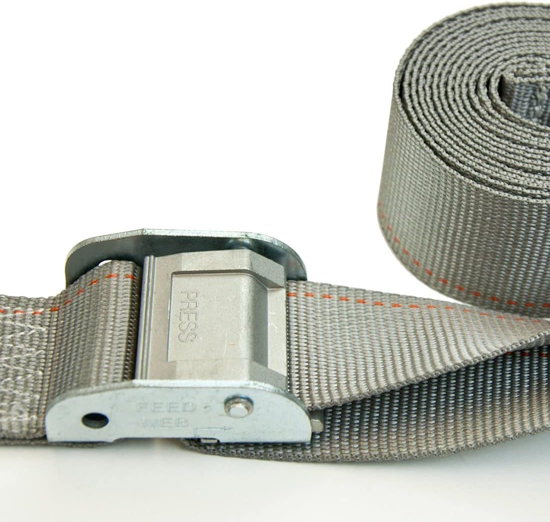 Logistic Strap for E Track, Cam Buckle - 16 Foot, 6 Pack - Gray P505