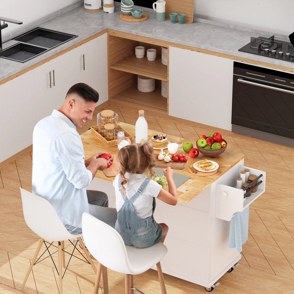 42" White Kitchen Island with Storage Q769
