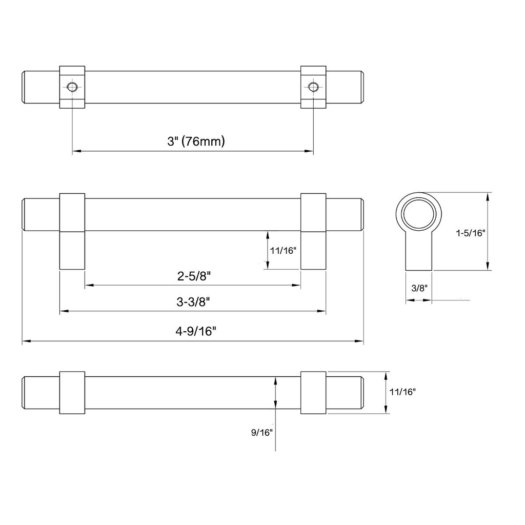 Satin Nickel Bar Cabinet Handle Pull 25 Pack F1345