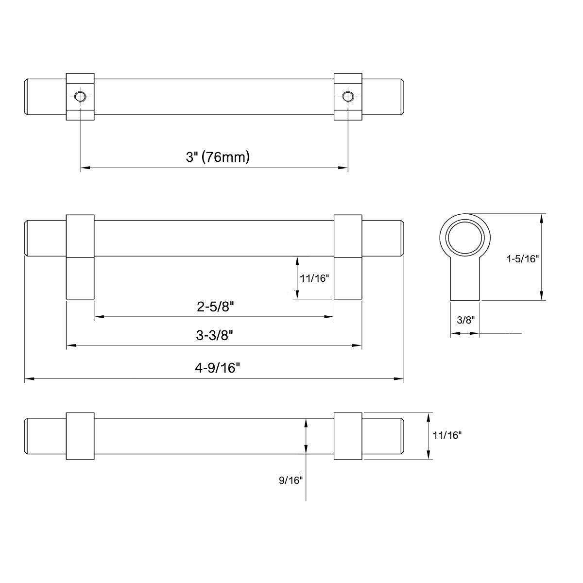 Satin Nickel Bar Cabinet Handle Pull 25 Pack F1345
