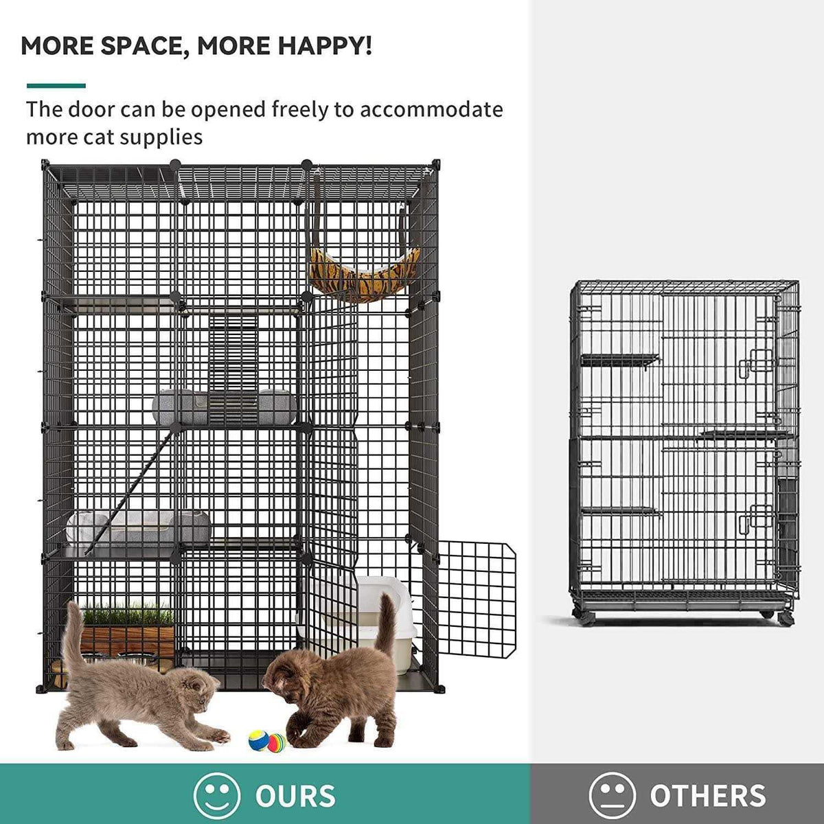 4-Tier Cat Cage Cat Hammock Metal Wire Cat Kennel Cat Playpen D83350