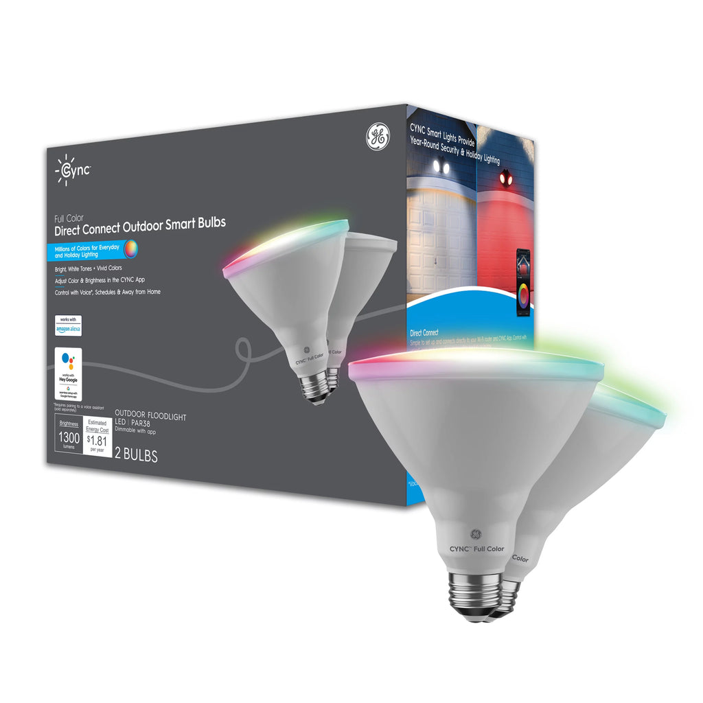 Smart Outdoor Floodlight, Full Color, Bluetooth and Wi-Fi Enabled, Dimmable (2 Pack) L67891