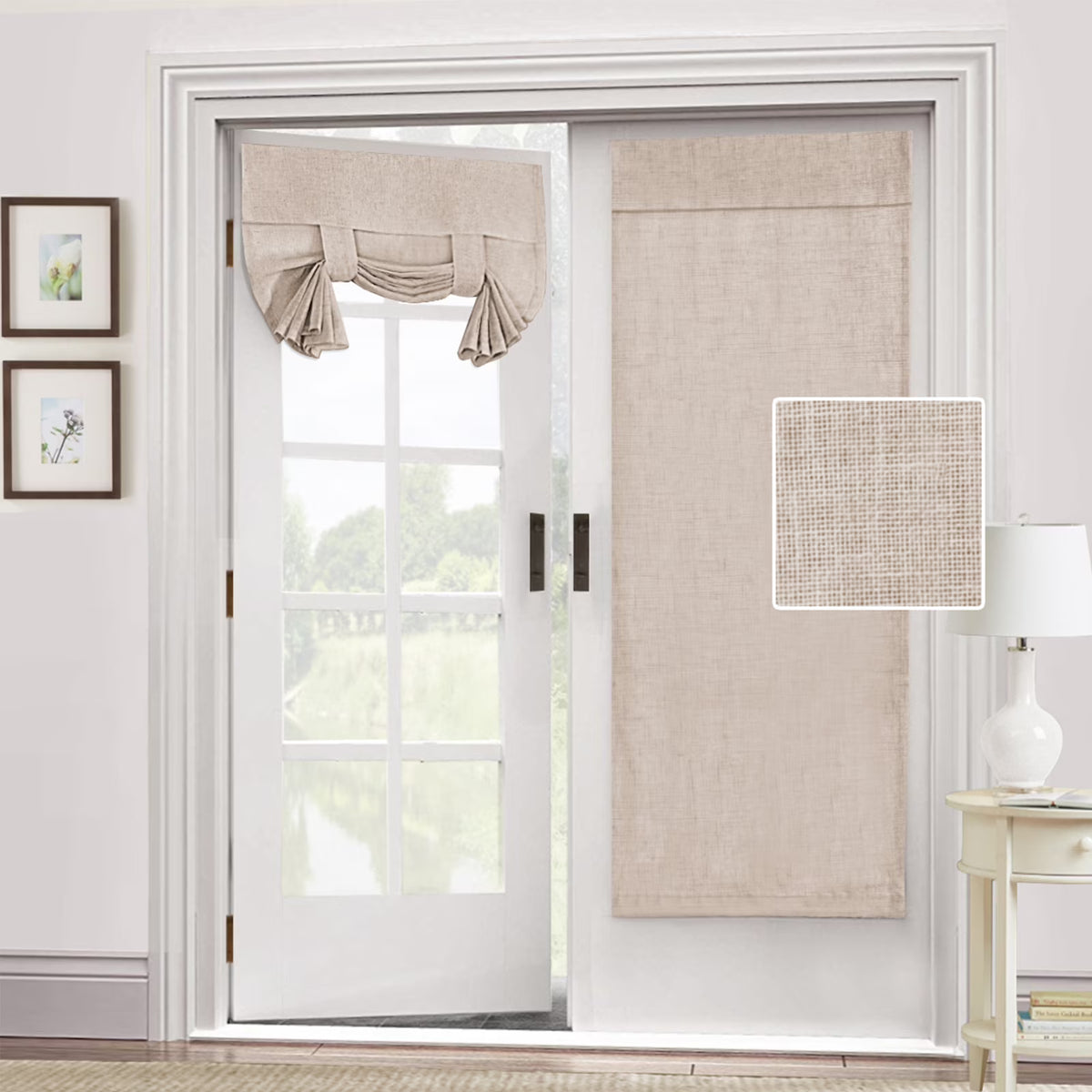 Linen Tie Curtains, Thermal Blackout Panels Y668