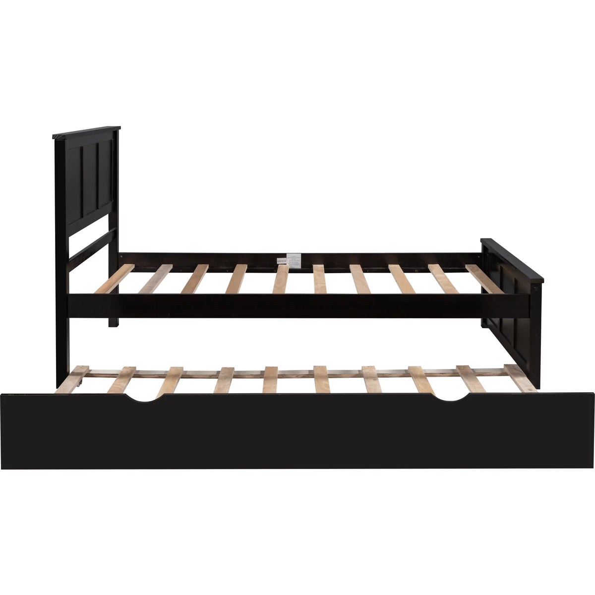 Wood Twin Platform Bed with Headboard & Trundle L1825