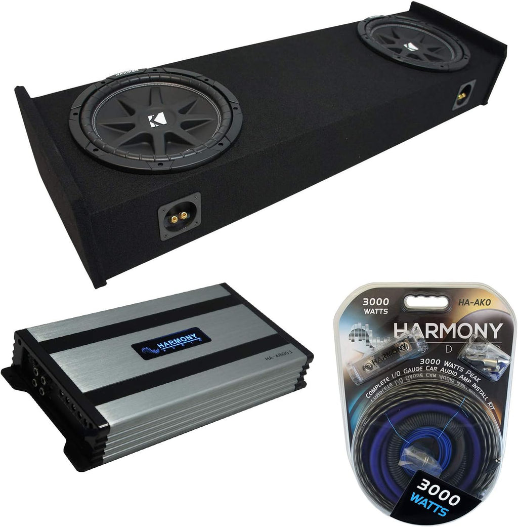 Kicker C12 Compatible with Ford F-150 Super EXT Cab Truck 1997-1999 Bundled with HA-A800.1 Amplifier and Dual 12 Custom Sub Box Enclosure H9405
