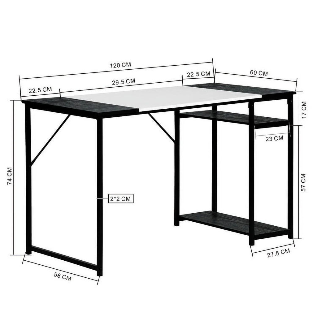 47.2" L Writing Computer Desk with 2 Storage Shelves White & Black I210194