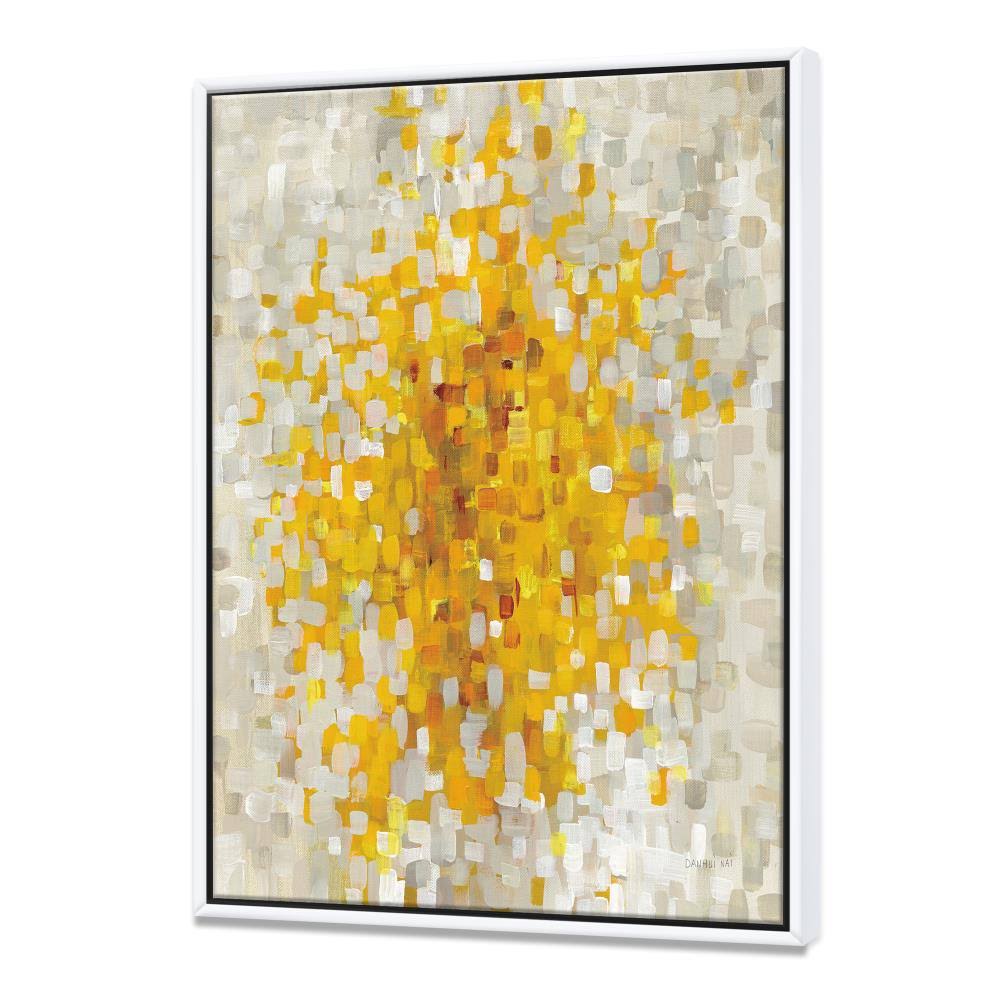 Yellow Explosion Blocks Framed Canvas, 16 inch x 32 inch B36293
