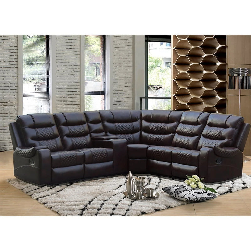 Brown Faux Leather Reclining Sectional O548359