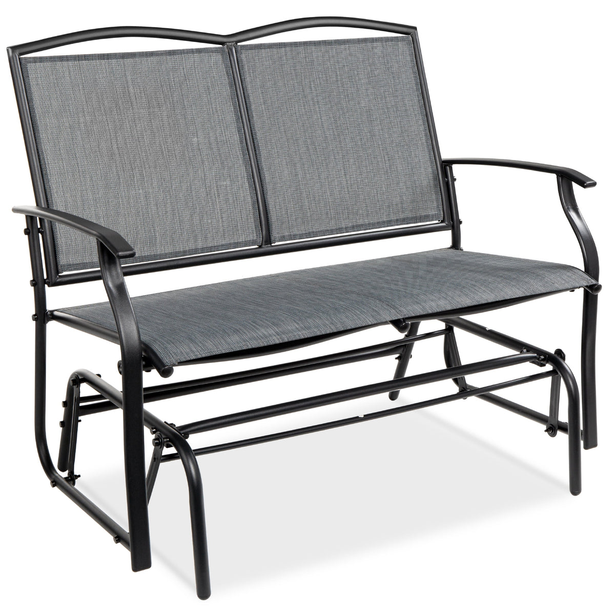 2-Person Outdoor Swing Glider Steel Patio Loveseat Gray U7781