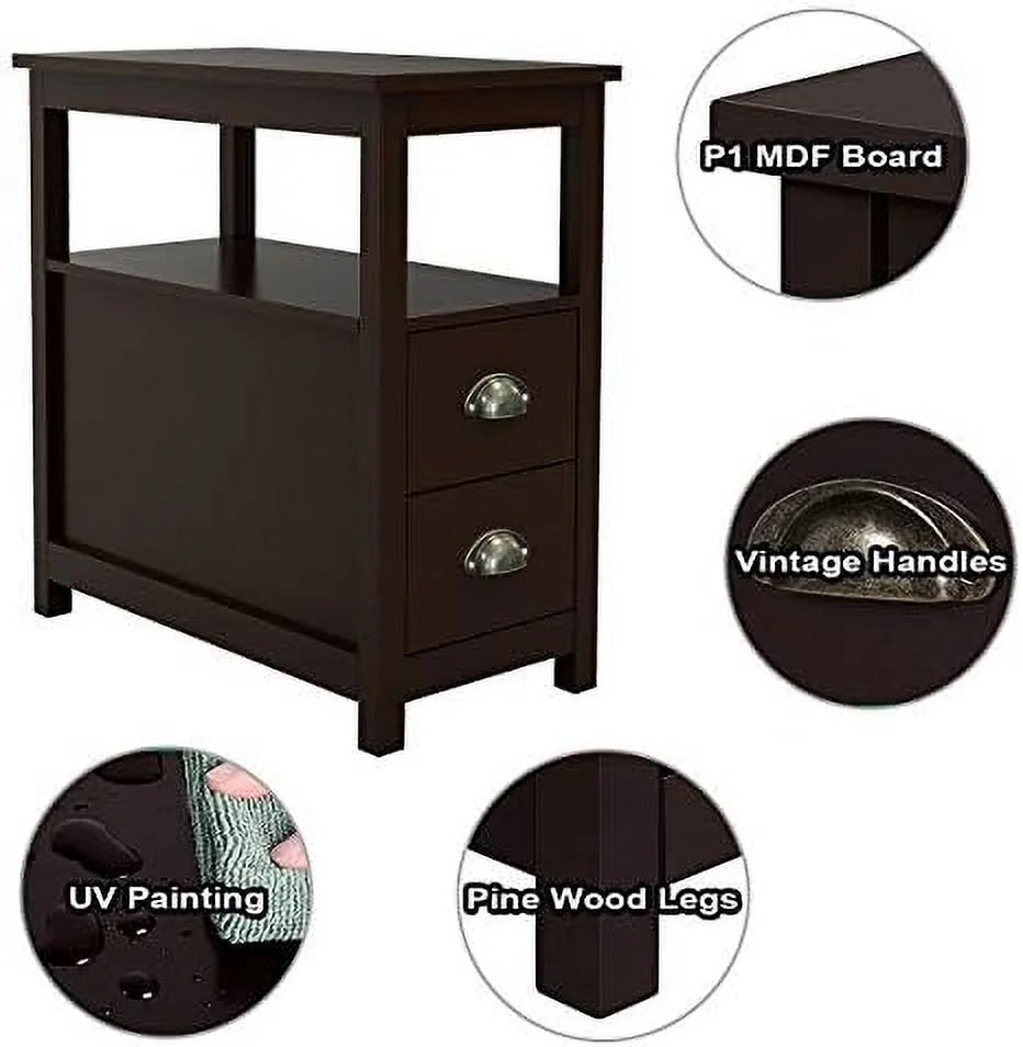 End Table with 2 Drawer and Open Nightstand M2419