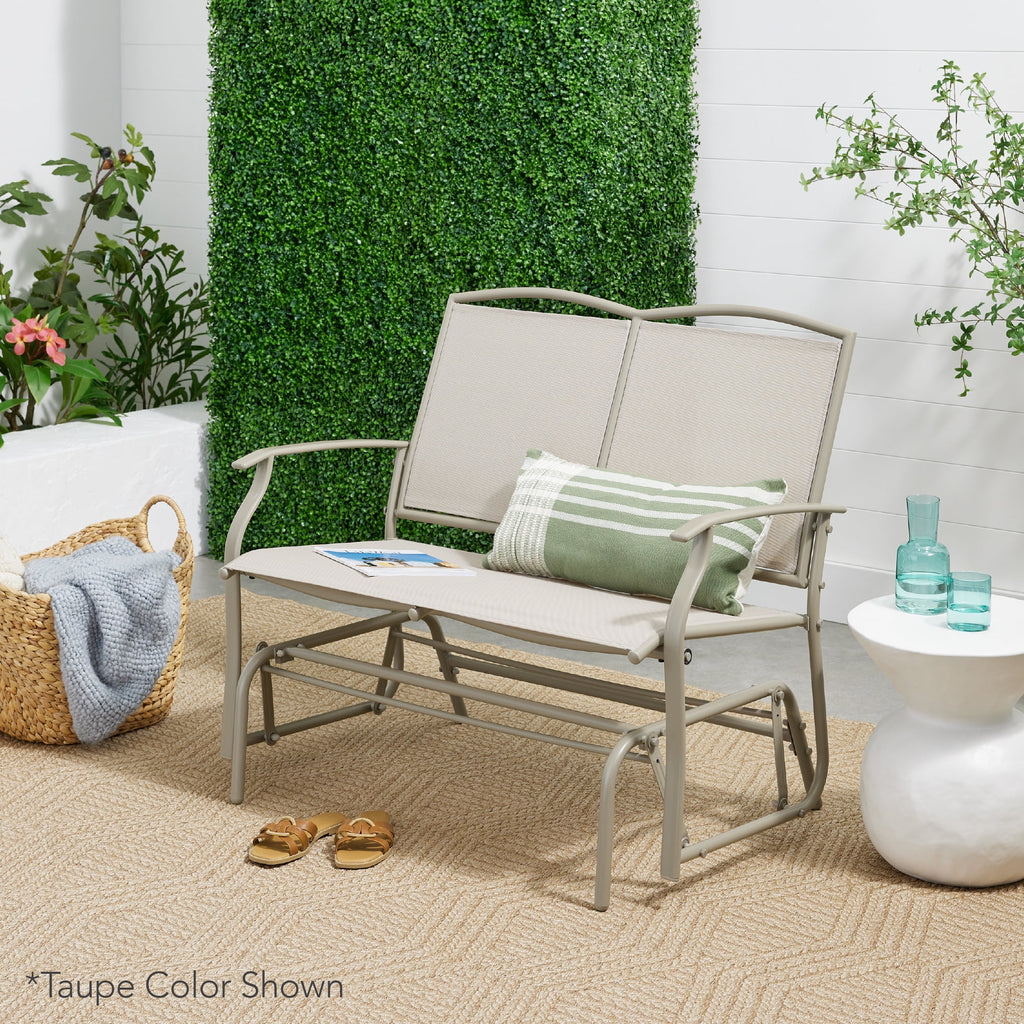 2-Person Outdoor Swing Glider Steel Patio Loveseat Gray U7781