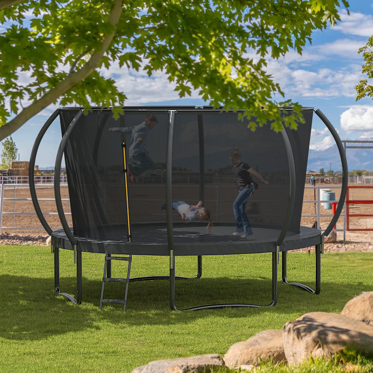 12FT 14FT Trampoline with Enclosure Net and Ladder I573