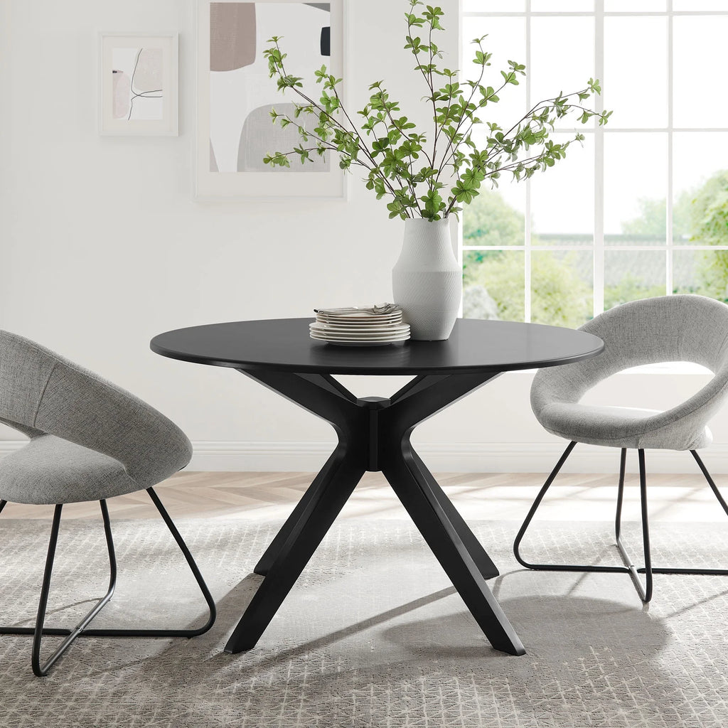 Black Round Wood Dining Table F4571