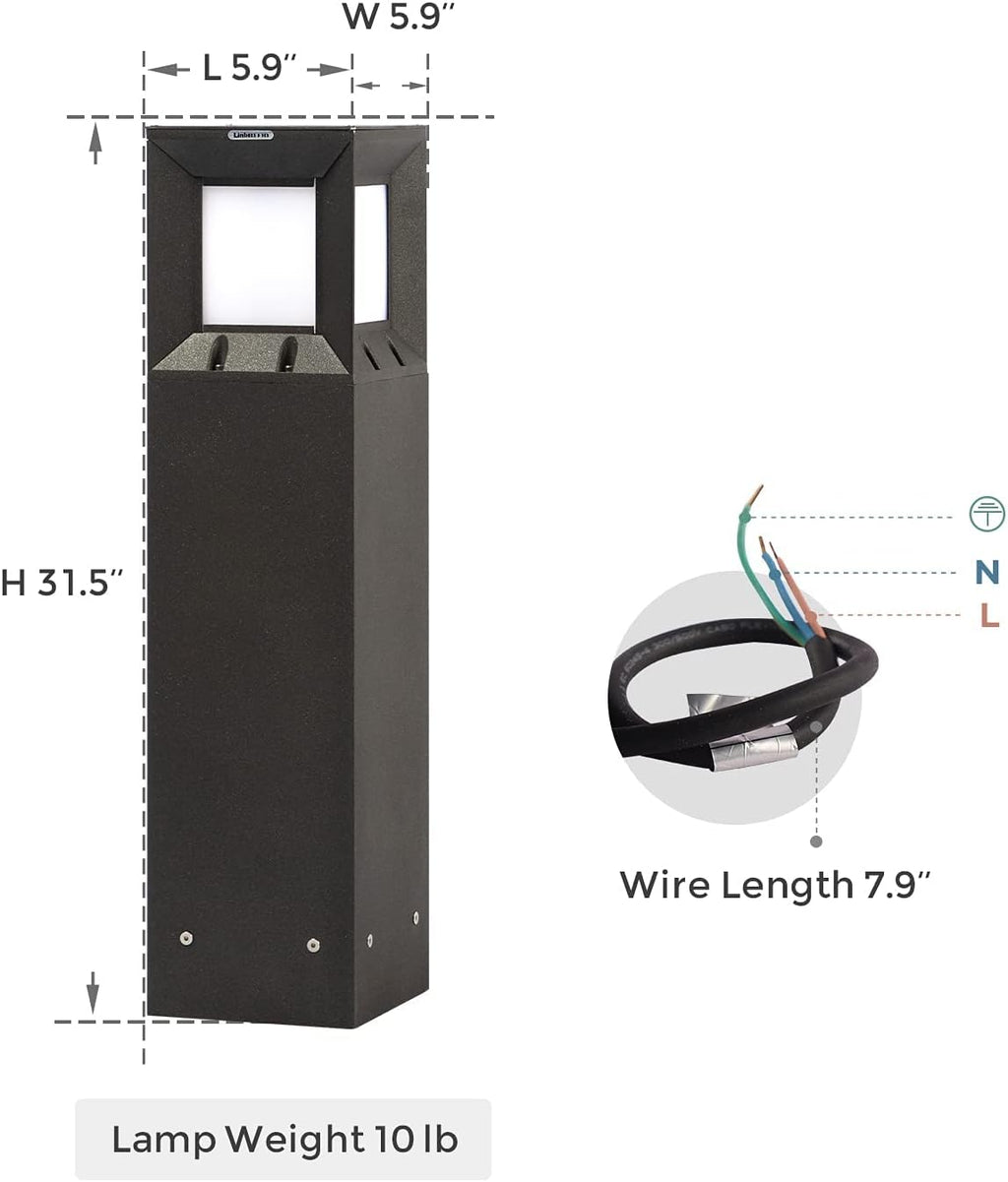 32 Inches Outdoor Bollard Light with IP54 Waterproof LED Lighting P2844
