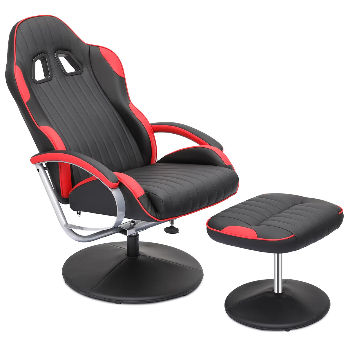 Red Adjustable Upholstered Swivel Recliner with Ottoman E99960