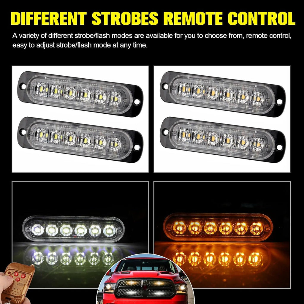 16Pcs Amber White LED Emergency Strobe Lights T21208