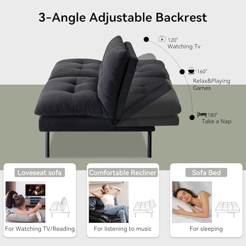 Faux Leather Memory Foam Convertible Futon Sofa Bed R988