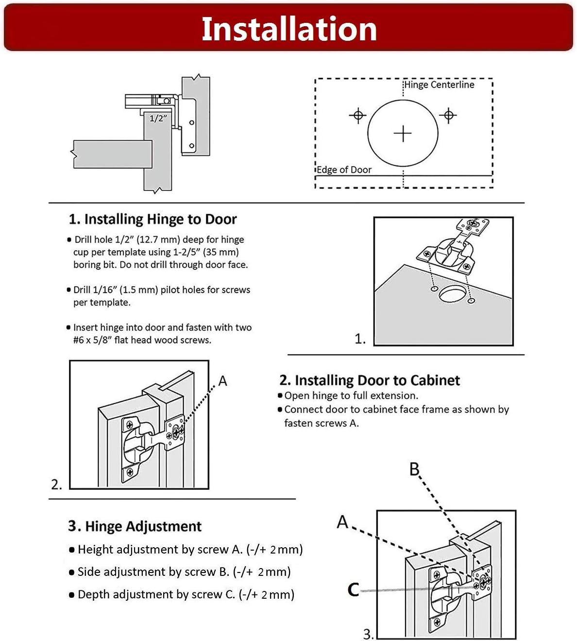 Compact Kitchen Cabinet Hinge (1/2 Overlay, 50 Pack) O269