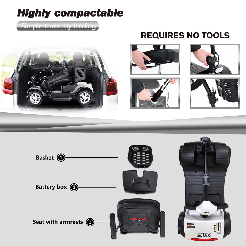 Powered Folding Mobility Scooter with Basket & Headlight U997