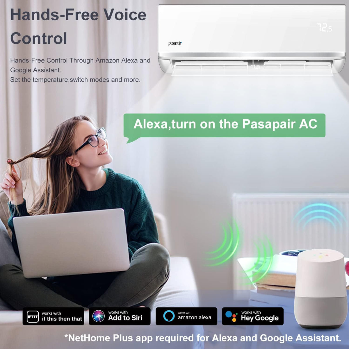 12,000 BTU WiFi Enabled Ductless Mini Split Air Conditioner T60607