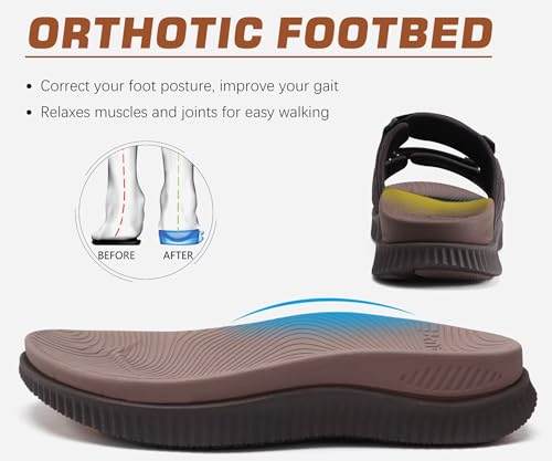 Mens Orthotic Sandals Athletic Recovery Sport Slides Adjustable Strap Open Toe Walking Sandals O68521
