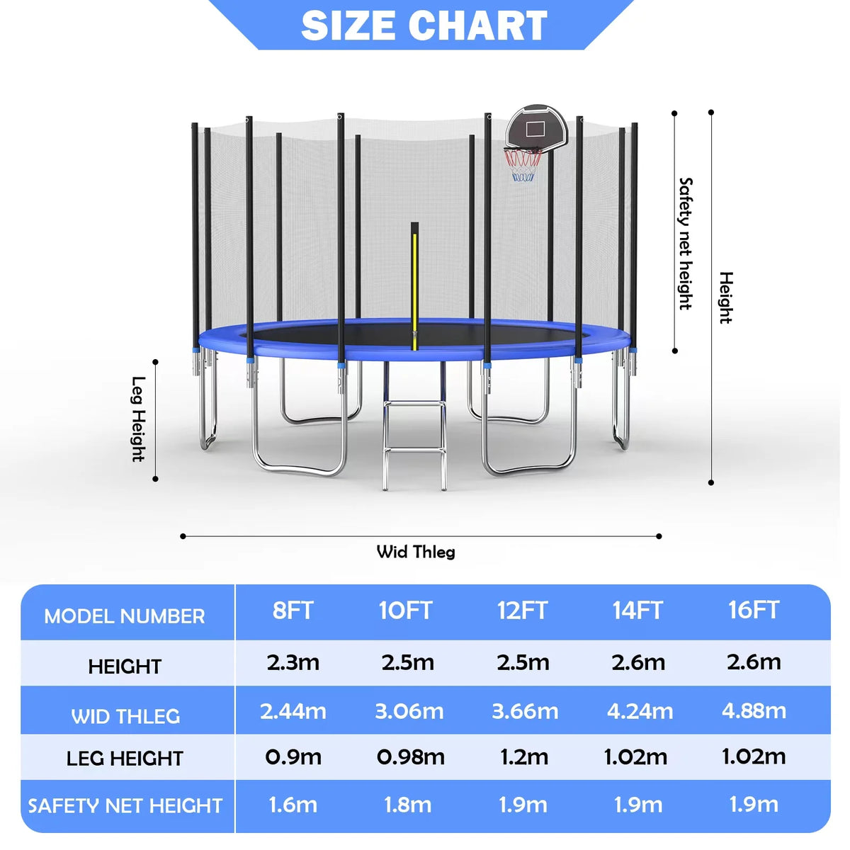 16FT Trampoline with Basketball Hoop 1600LBS Z8774