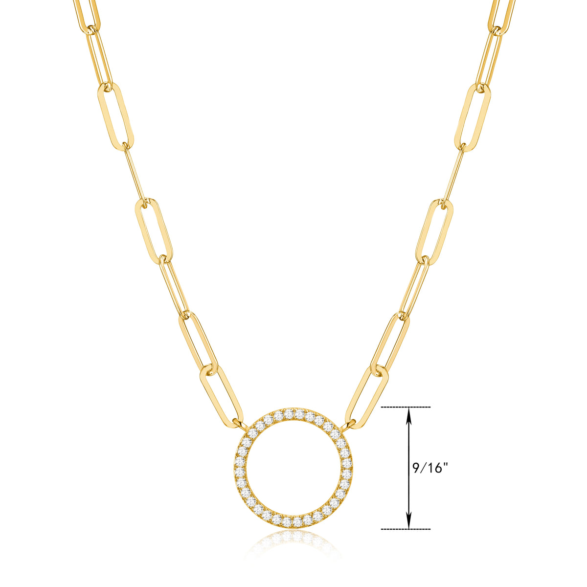 18K Gold Over Sterling Silver Paperclip Necklace, 18" + 2" Extension K9314