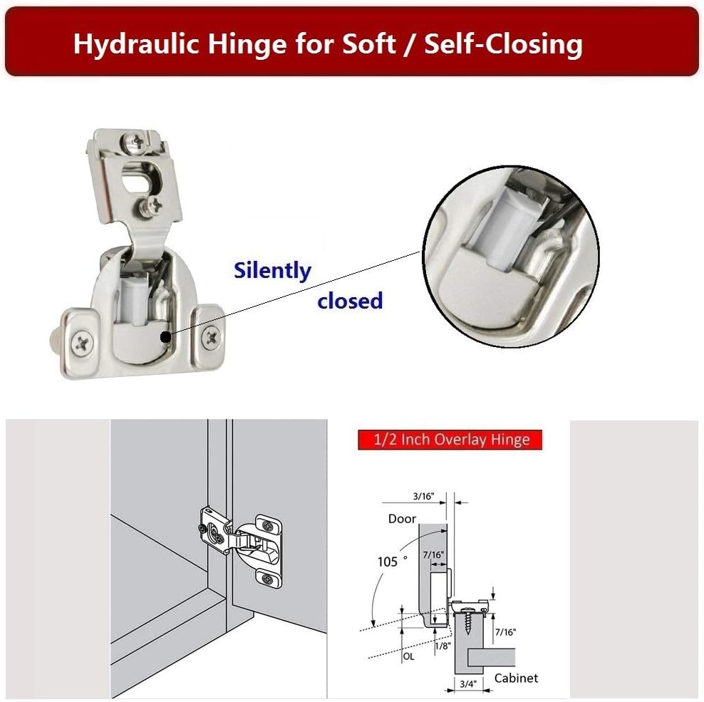 Compact Kitchen Cabinet Hinge (1/2 Overlay, 50 Pack) O269