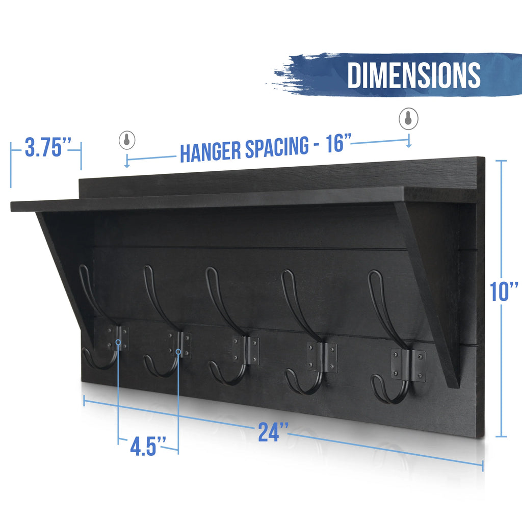 Wall Mounted Coat Rack Shelf with Hooks N735265