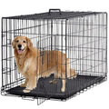 Double-Door Metal Dog Crate with Divider and Tray D98756