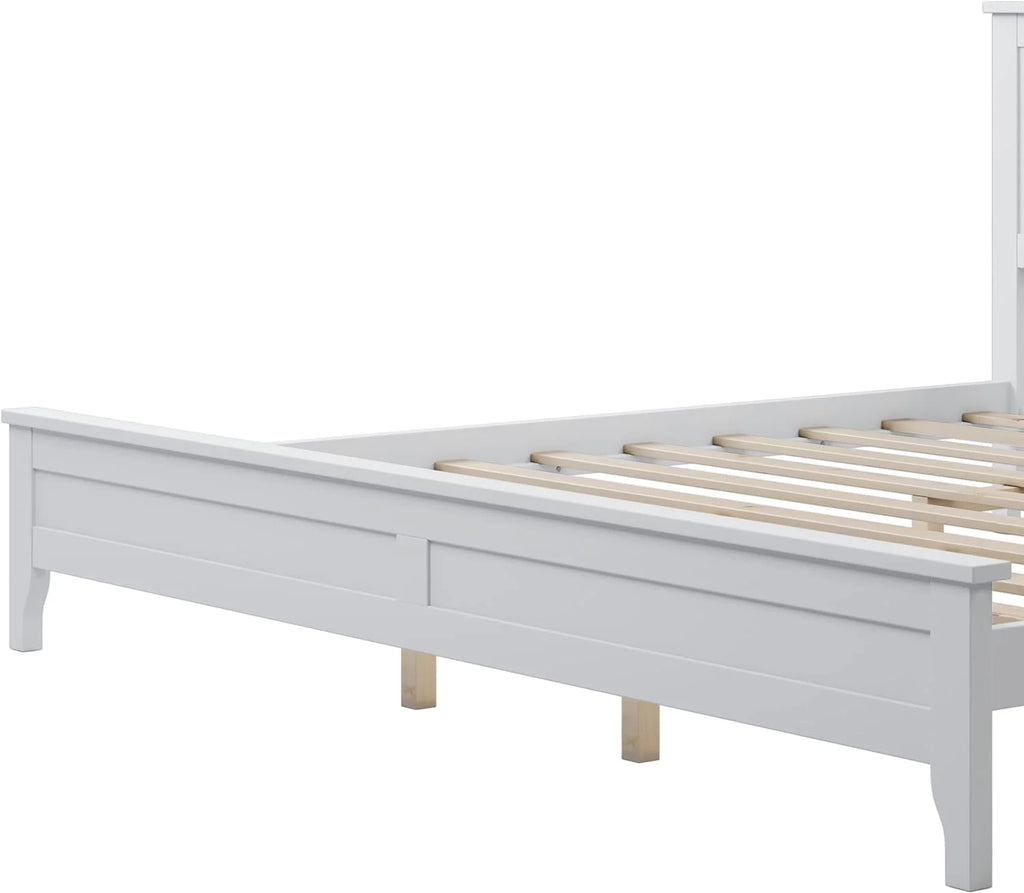 White King Size Solid Wood Platform Bed J45832
