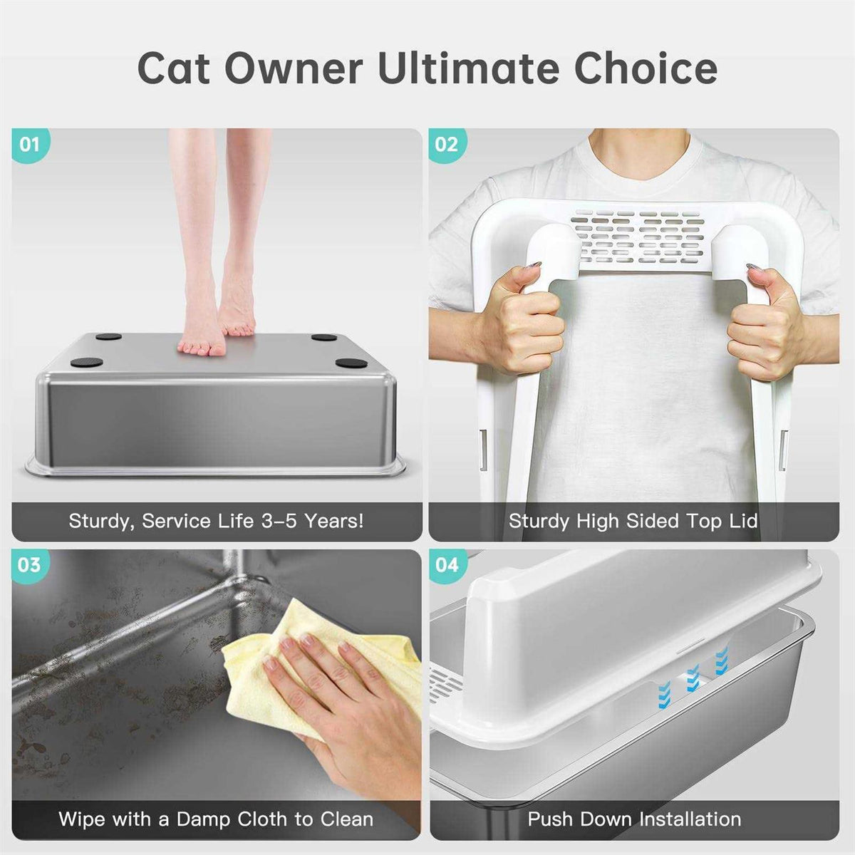 Stainless Steel Cat Litter Box with Lid XL W821313