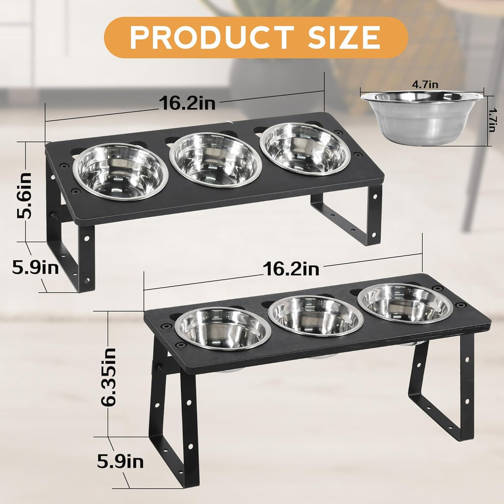 15° Tilted Raised Cat Bowls with Stainless Steel Feeder Bowls X471238