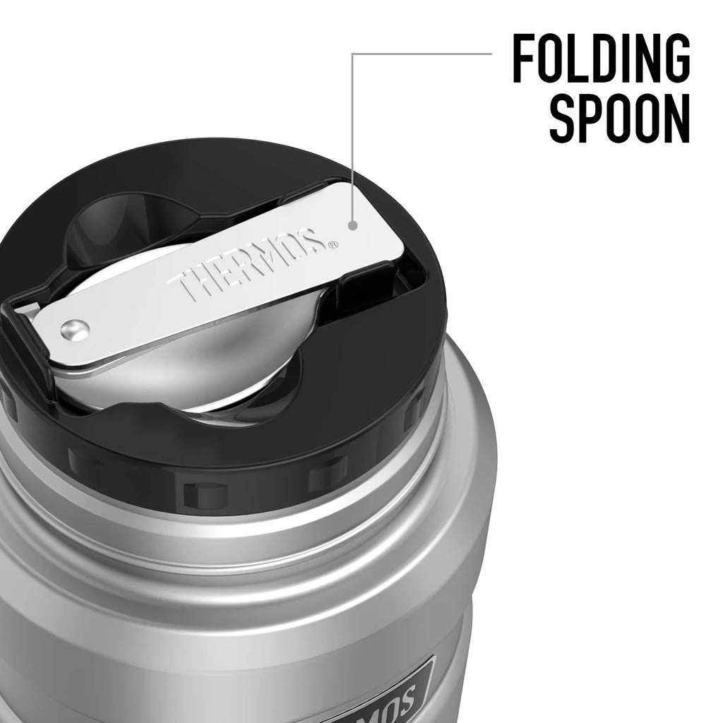 Stainless Steel Food Jar with Folding Spoon, 16oz L26561