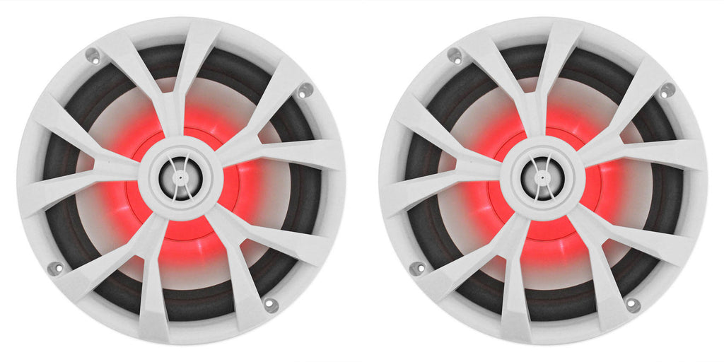 8x22 900 Watt White 2-Way Marine Boat Speakers with LED G4372