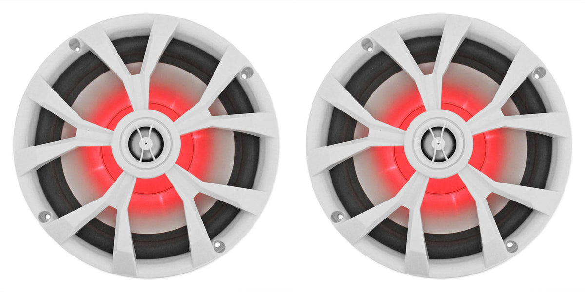 8x22 900 Watt White 2-Way Marine Boat Speakers with LED G4372