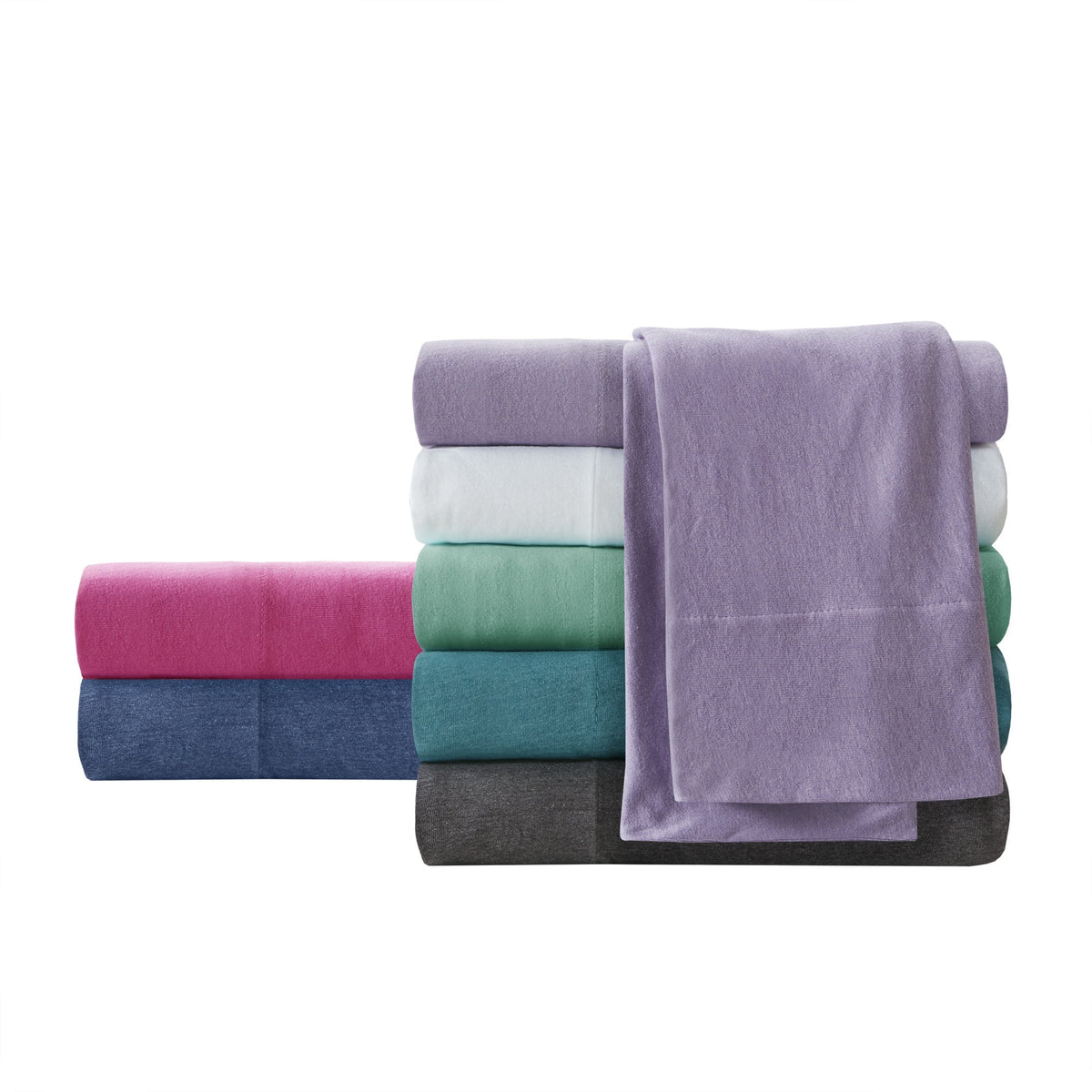 Cotton Blend Jersey Knit 4 Piece White Queen Sheet Set K4938