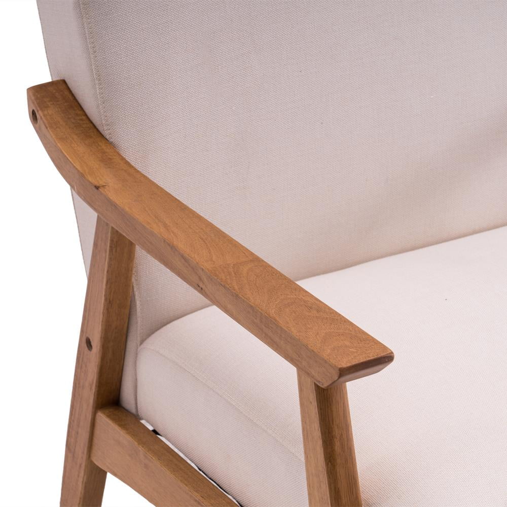 Beige Accent Chair with Wood Legs C4851