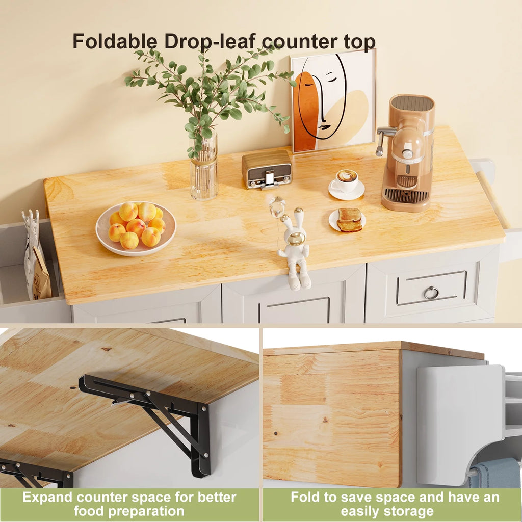 42" White Kitchen Island with Storage Q769