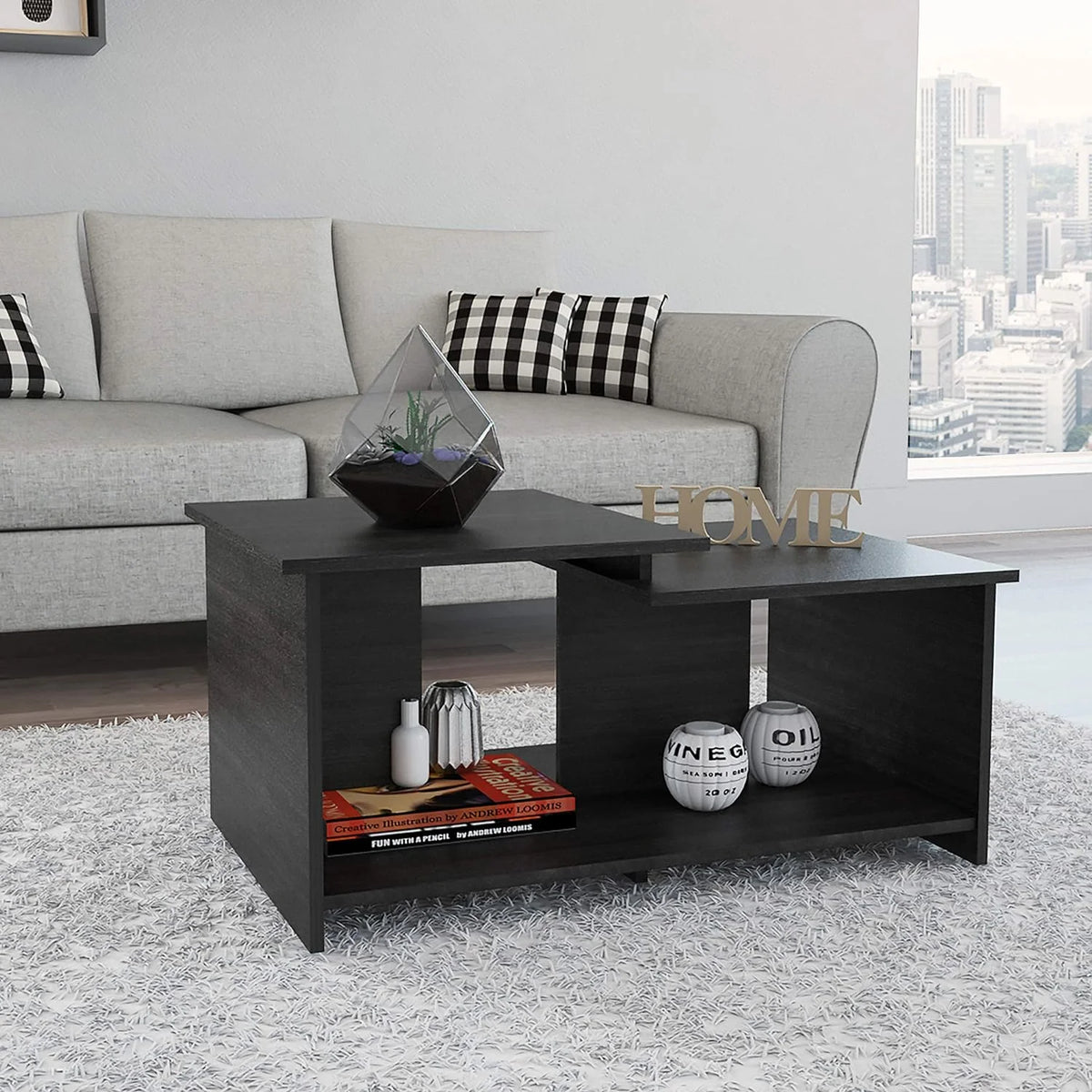 Espresso Coffee Table with Open Storage Z86312