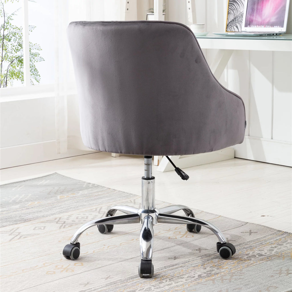 Dark Gray Velvet Swivel Accent Chair with Wheels Q156
