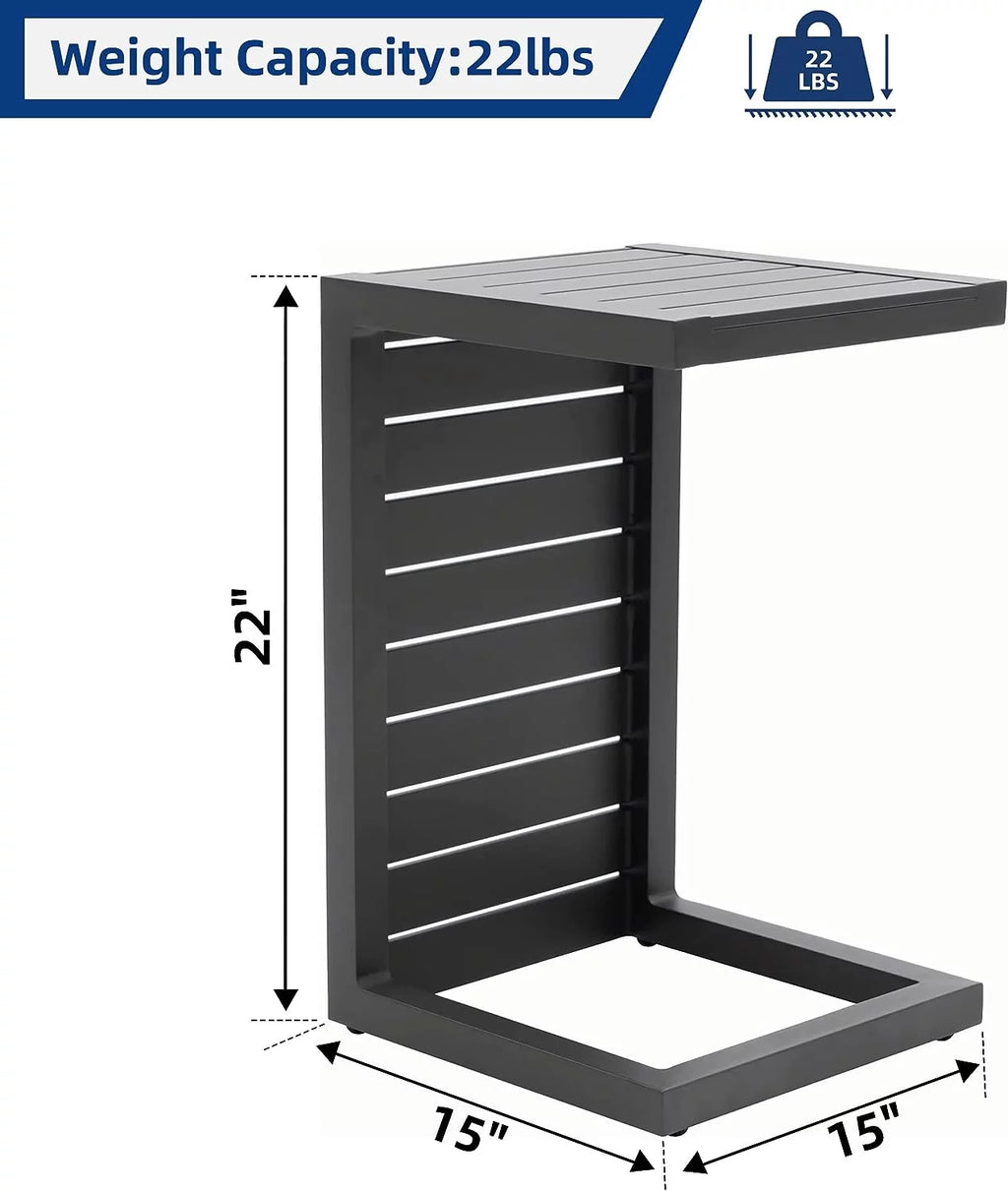 C Shaped Aluminum Side Table Dark Grey E168326
