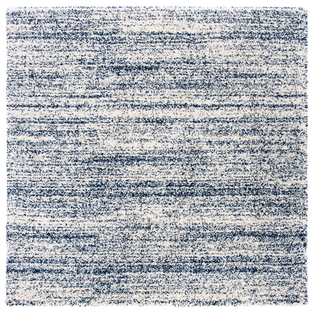 Ivory/Navy Striped Shag Area Rug Y333