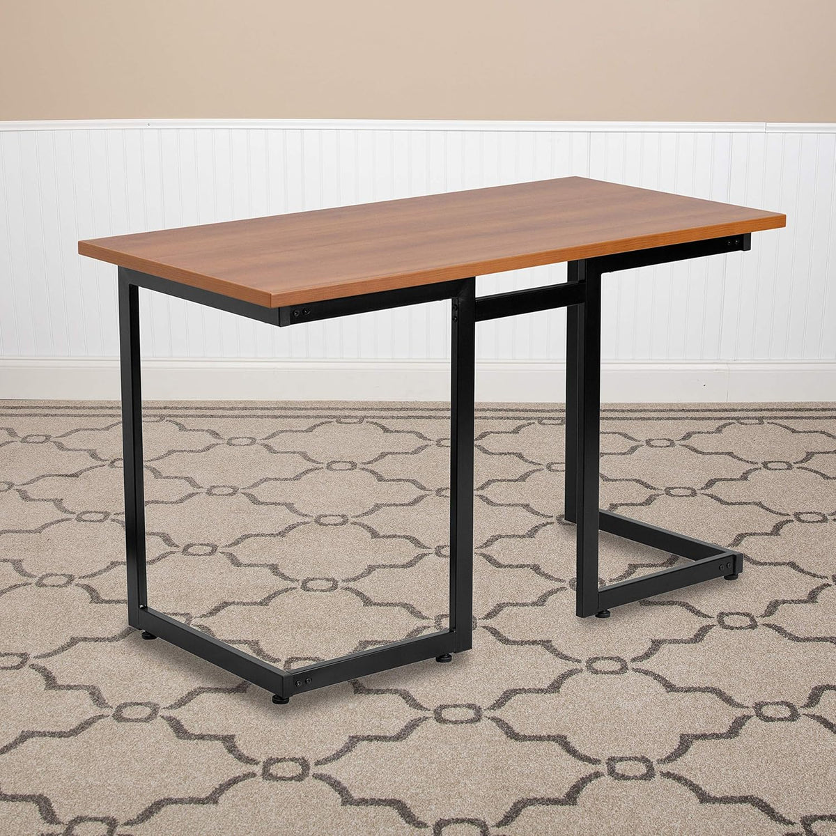 Cherry Computer Desk with Black Metal Frame J993145