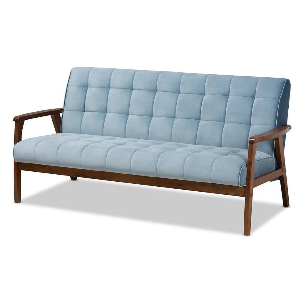 Light Blue Velvet Upholstered Wood 3-Piece Living Room Set C9299