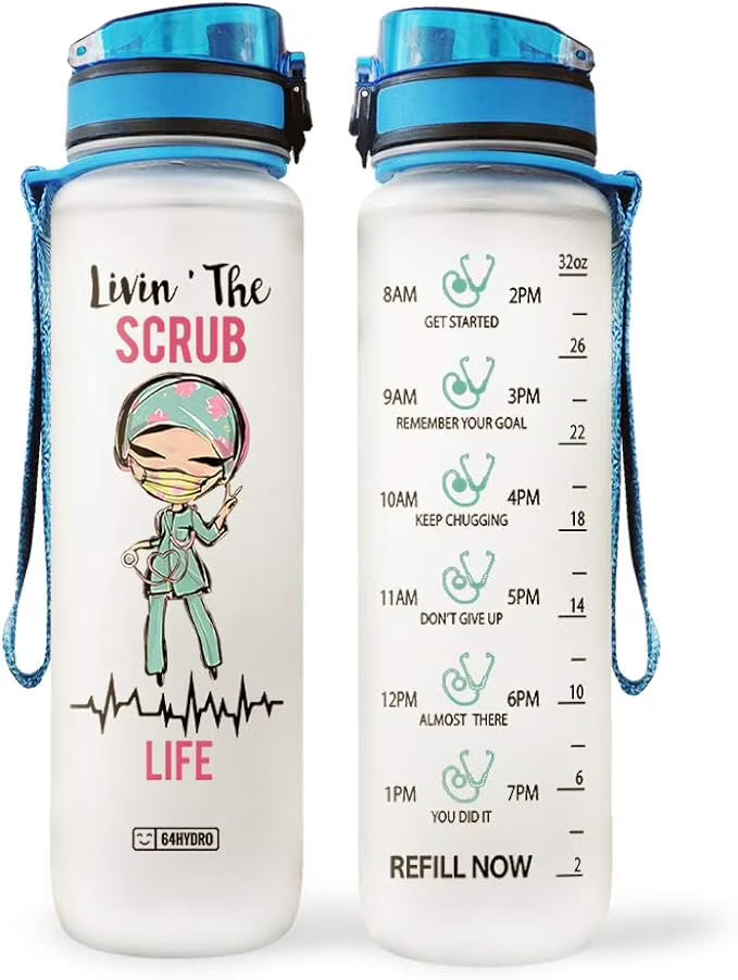 32oz Motivational Fitness Sports Water Bottle with Time Marker & Removable Strainer W23601