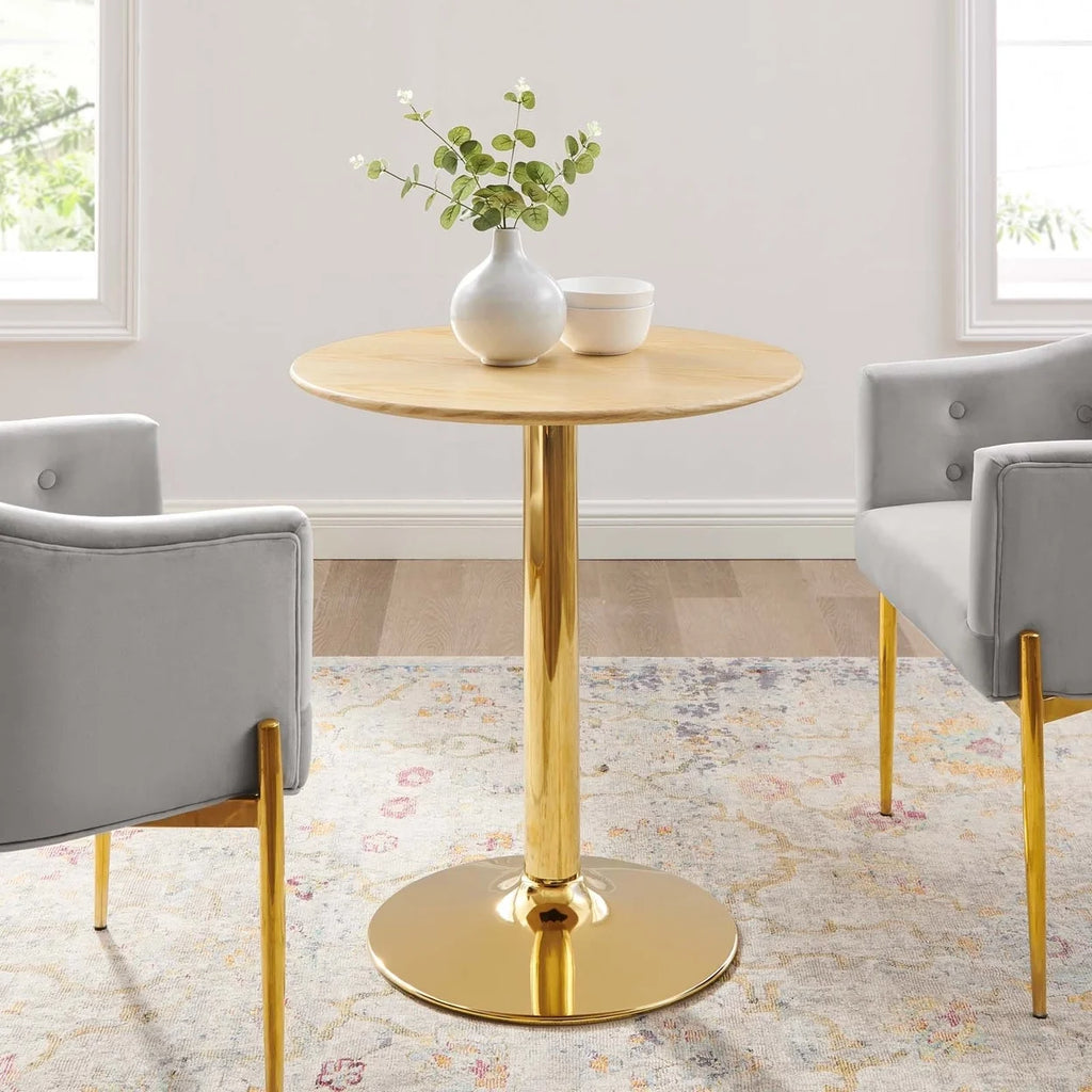 28" Round Wood & Metal Dining Table K926